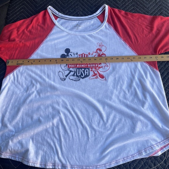 Disney Shirt Womens Plus Size 3X Raglan Burnout Patriotic Mickey Minnie USA - Picture 8 of 11